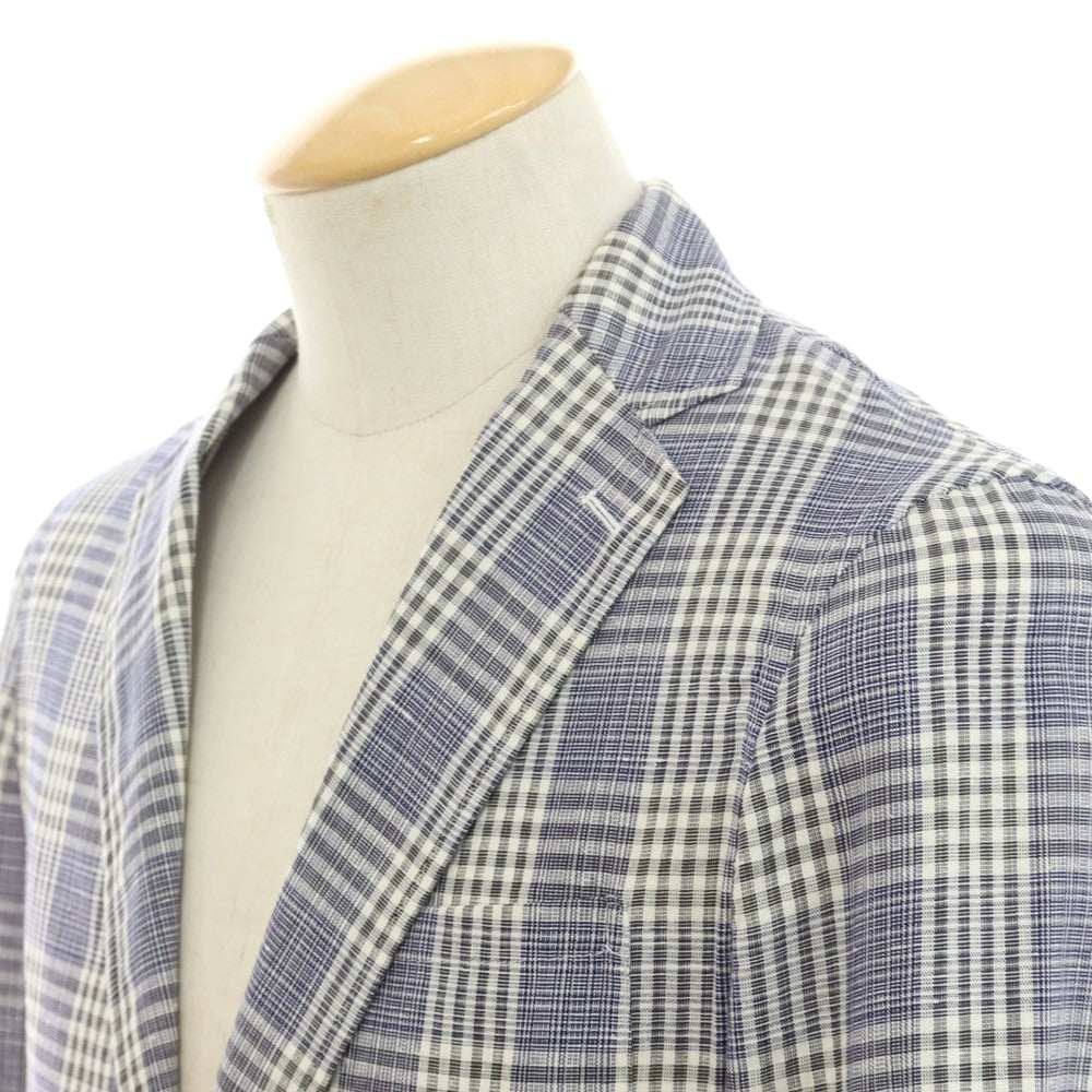 [Used] Giannetto cotton check casual jacket purple navy x white [42] [Condition rank C] [Men&