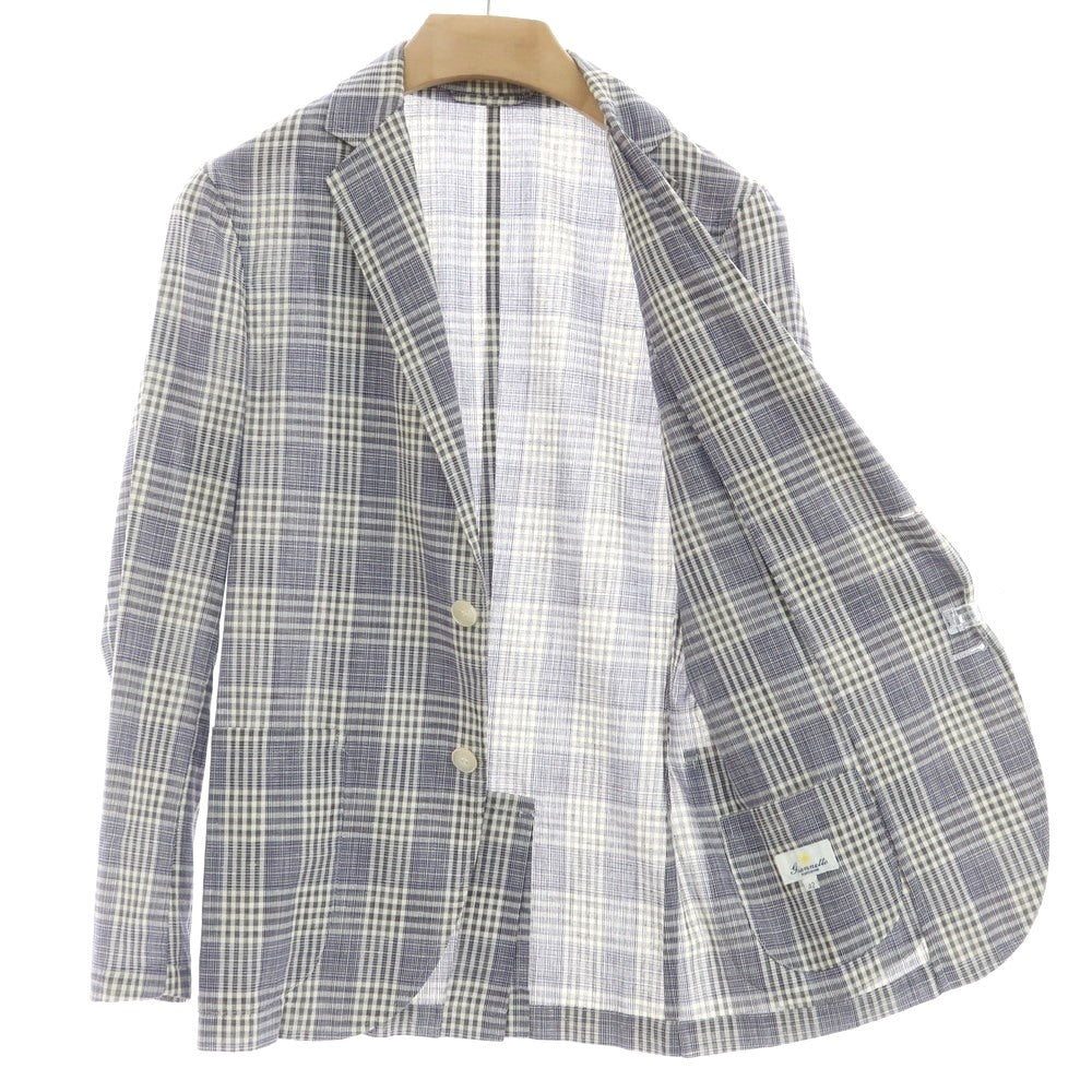 [Used] Giannetto cotton check casual jacket purple navy x white [42] [Condition rank C] [Men&