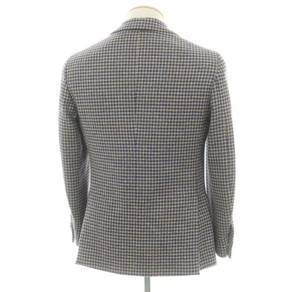 【中古】ラルディーニ LARDINI ウール ハウンドトゥース 3B テーラードジャケット ライトネイビーxブラウン【 42 】【 状態ランクA 】【 メンズ 】