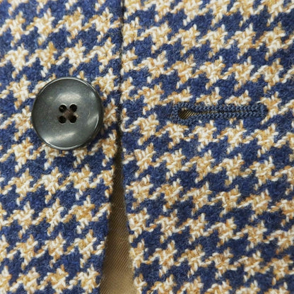 【中古】ラルディーニ LARDINI ウール ハウンドトゥース 3B テーラードジャケット ライトネイビーxブラウン【 42 】【 状態ランクA 】【 メンズ 】