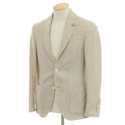 [Used] LARDINI wool linen houndstooth pattern jacket, light beige x ash brown [42 7REG] [Condition Rank C] [Men&