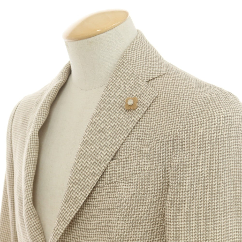 [Used] LARDINI wool linen houndstooth pattern jacket, light beige x ash brown [42 7REG] [Condition Rank C] [Men&