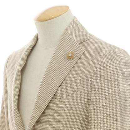 [Used] LARDINI wool linen houndstooth pattern jacket, light beige x ash brown [42 7REG] [Condition Rank C] [Men&