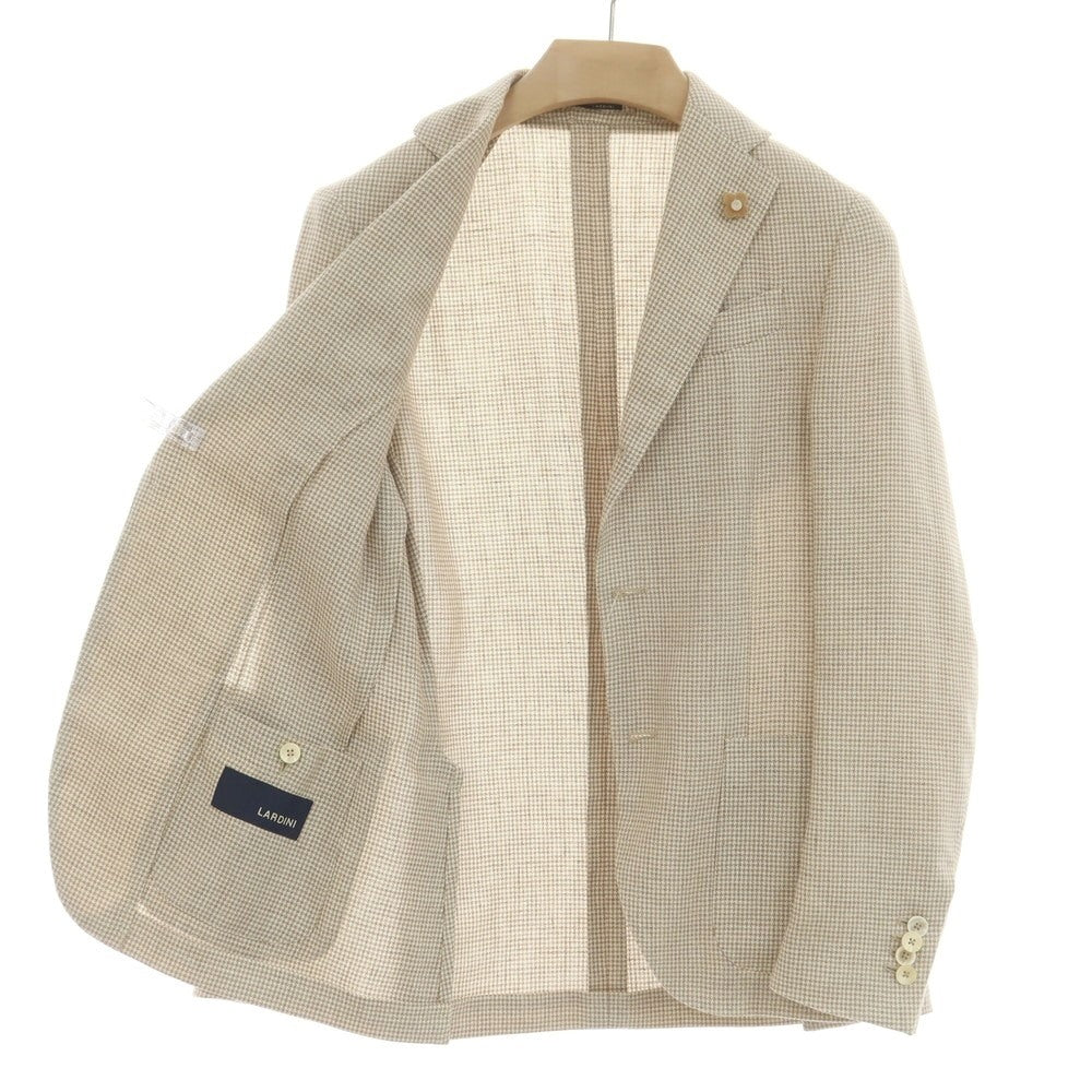 [Used] LARDINI wool linen houndstooth pattern jacket, light beige x ash brown [42 7REG] [Condition Rank C] [Men&