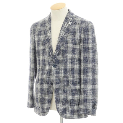 [Used] LARDINI wool cotton check jacket, navy x white [44] [Condition rank B] [Men&