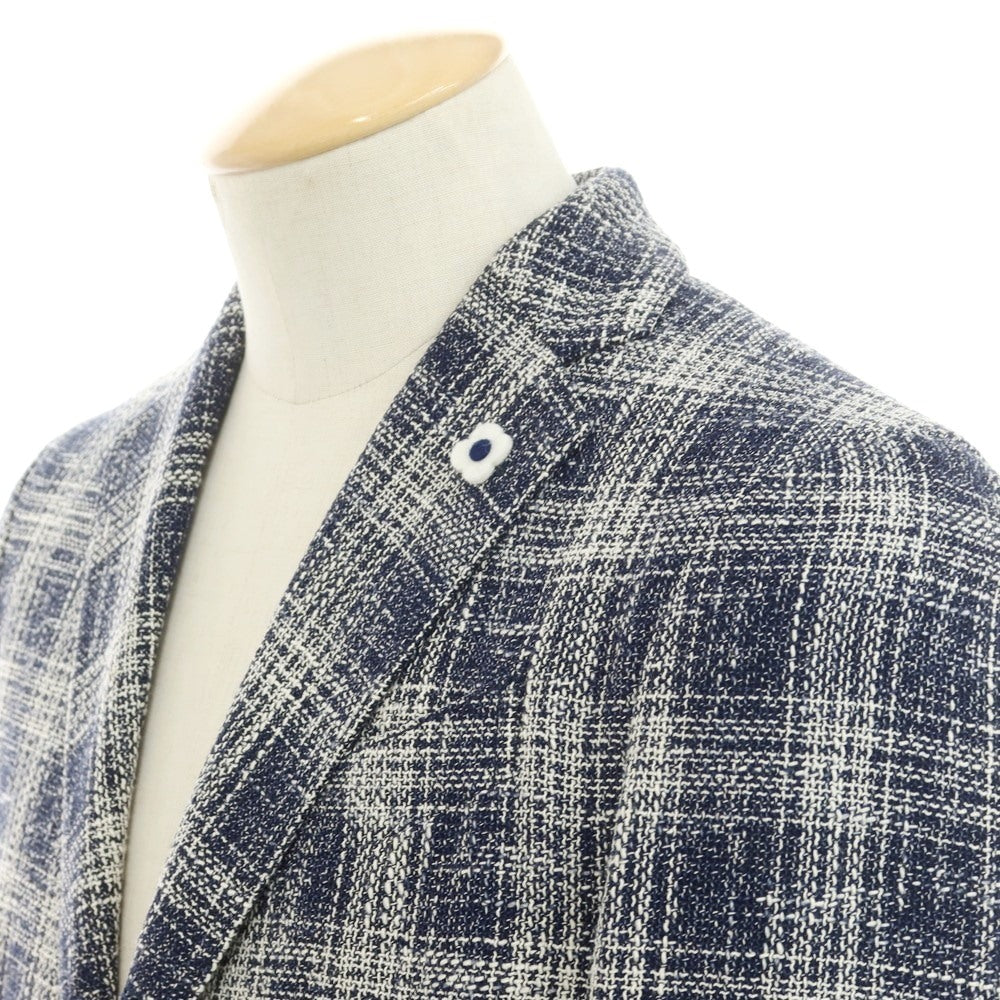 [Used] LARDINI wool cotton check jacket, navy x white [44] [Condition rank B] [Men&