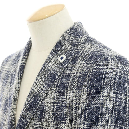[Used] LARDINI wool cotton check jacket, navy x white [44] [Condition rank B] [Men&