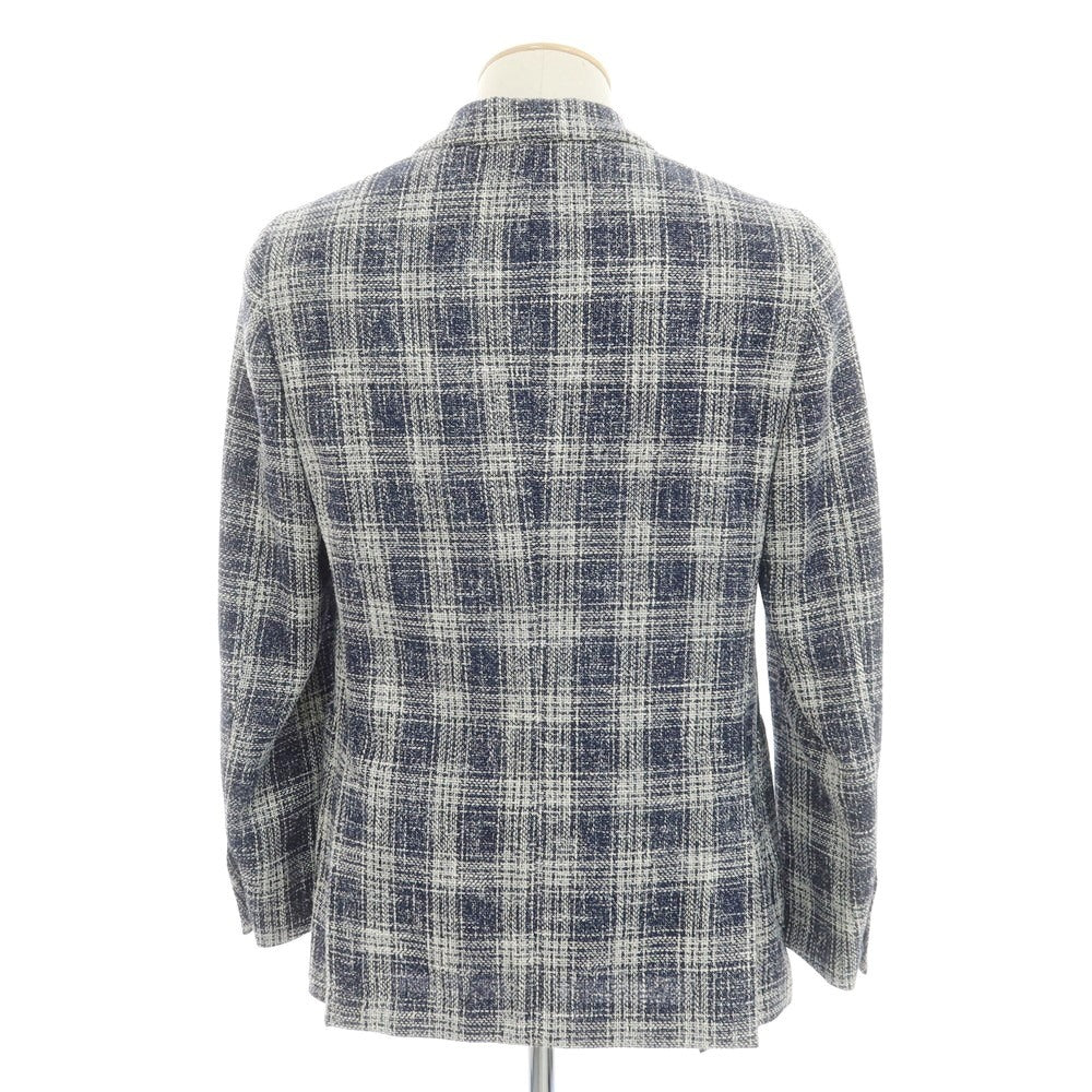 [Used] LARDINI wool cotton check jacket, navy x white [44] [Condition rank B] [Men&