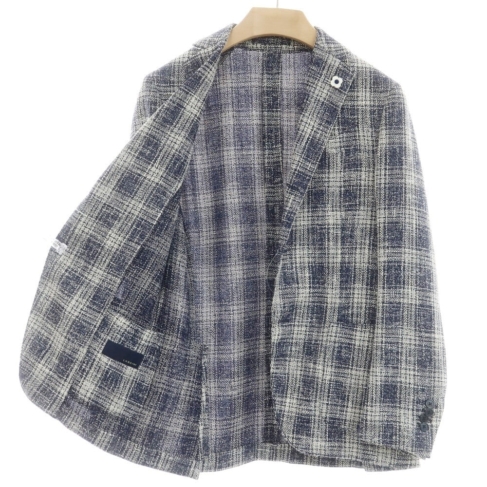 [Used] LARDINI wool cotton check jacket, navy x white [44] [Condition rank B] [Men&