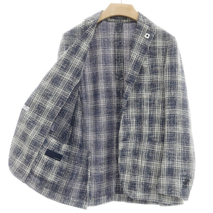 [Used] LARDINI wool cotton check jacket, navy x white [44] [Condition rank B] [Men&