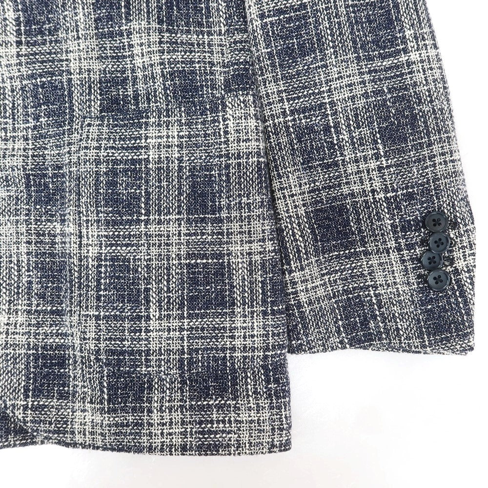 [Used] LARDINI wool cotton check jacket, navy x white [44] [Condition rank B] [Men&