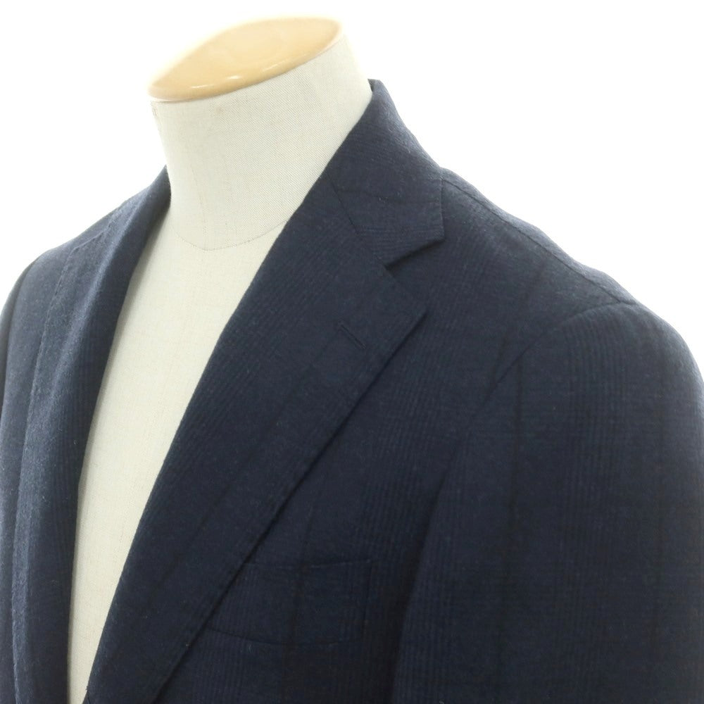 【中古】ブリッラ ペル イル グスト Brilla per il gusto ウール チェック 3B テーラードジャケット ネイビー【 42 】【 状態ランクB 】【 メンズ 】