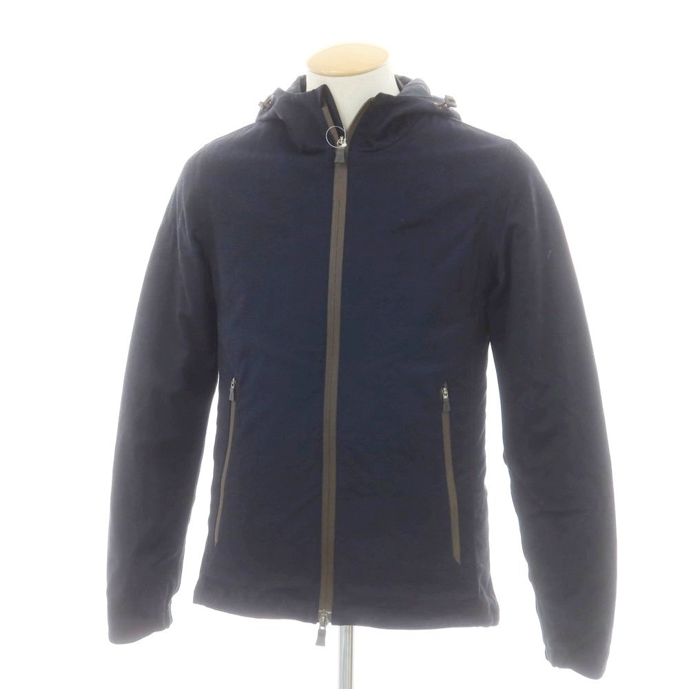 【中古】ヘルノ Herno ウール 中綿入りライナー付き ダブルジップ フーデッドブルゾン ネイビー【 42 】【 状態ランクC 】【 メンズ 】
