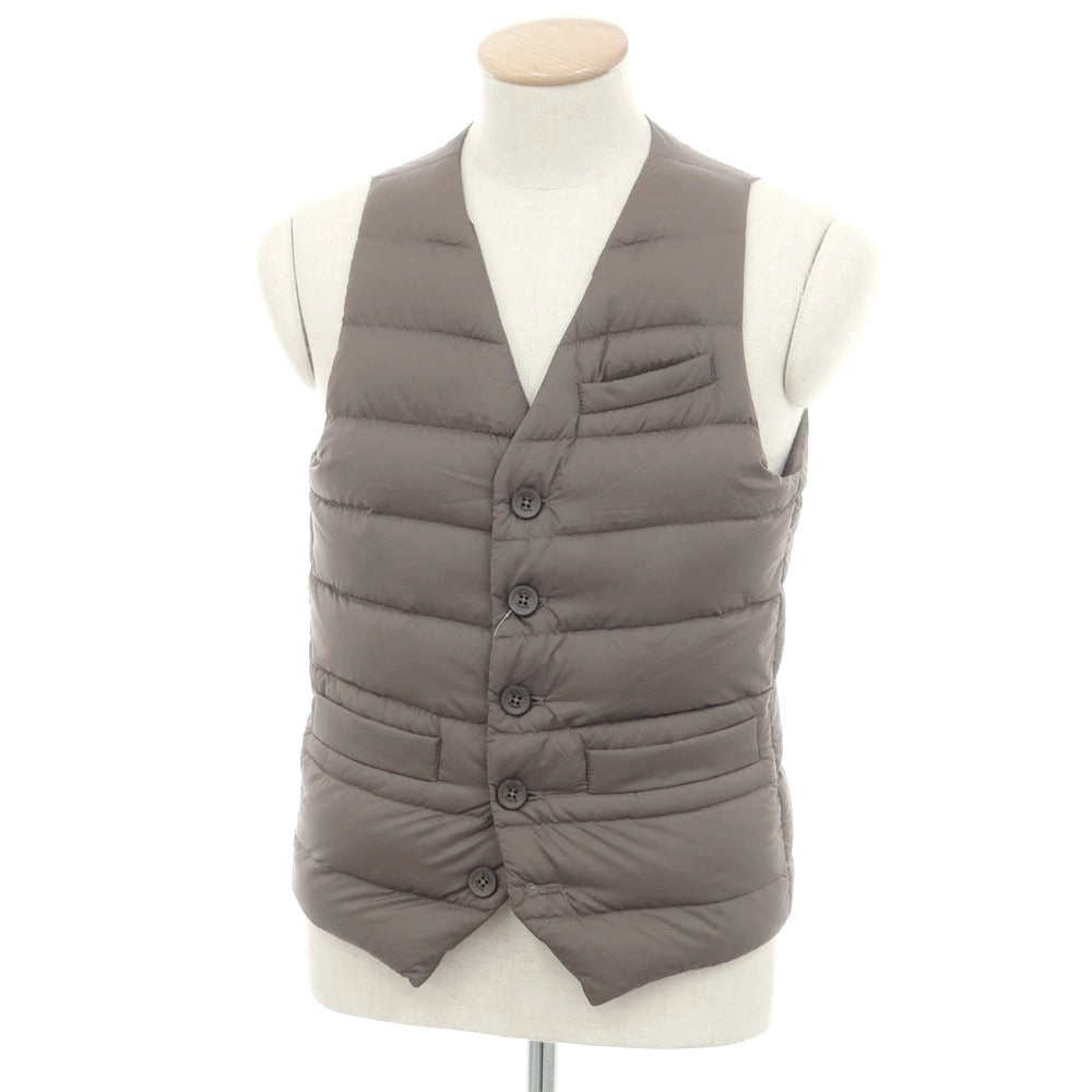【中古】ヘルノ Herno ストレッチナイロン ダウンベスト ジレ グレージュ系【 42 】【 状態ランクB 】【 メンズ 】
