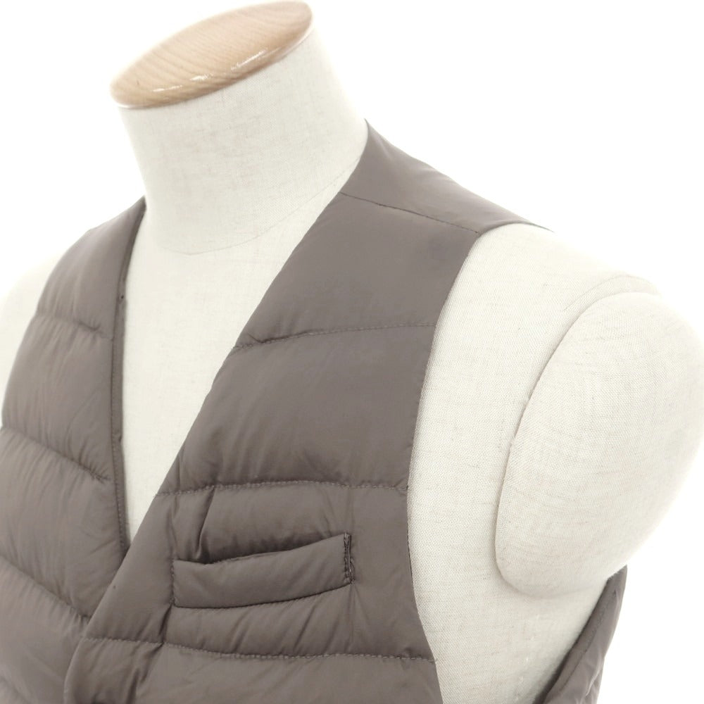 【中古】ヘルノ Herno ストレッチナイロン ダウンベスト ジレ グレージュ系【 42 】【 状態ランクB 】【 メンズ 】