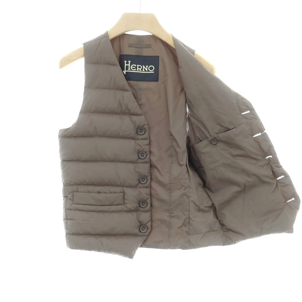 【中古】ヘルノ Herno ストレッチナイロン ダウンベスト ジレ グレージュ系【 42 】【 状態ランクB 】【 メンズ 】