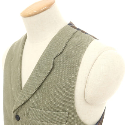 【中古】ベヴィラクア BEVILACQUA ウール カジュアル系ジレ ベスト オリーブグリーンxブラウン【 XXS 】【 状態ランクB 】【 メンズ 】