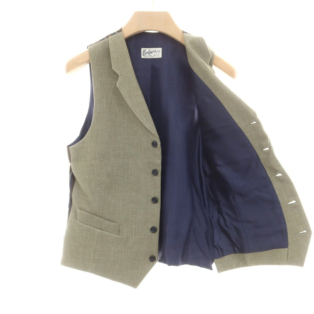 【中古】ベヴィラクア BEVILACQUA ウール カジュアル系ジレ ベスト オリーブグリーンxブラウン【サイズXXS】【 状態ランクB 】【 メンズ 】 [CPD]