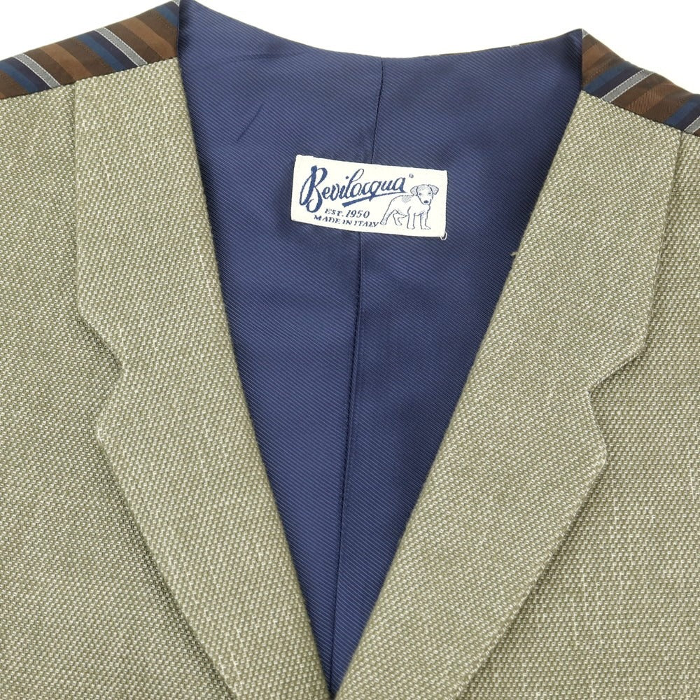 【中古】ベヴィラクア BEVILACQUA ウール カジュアル系ジレ ベスト オリーブグリーンxブラウン【サイズXXS】【 状態ランクB 】【 メンズ 】 [CPD]