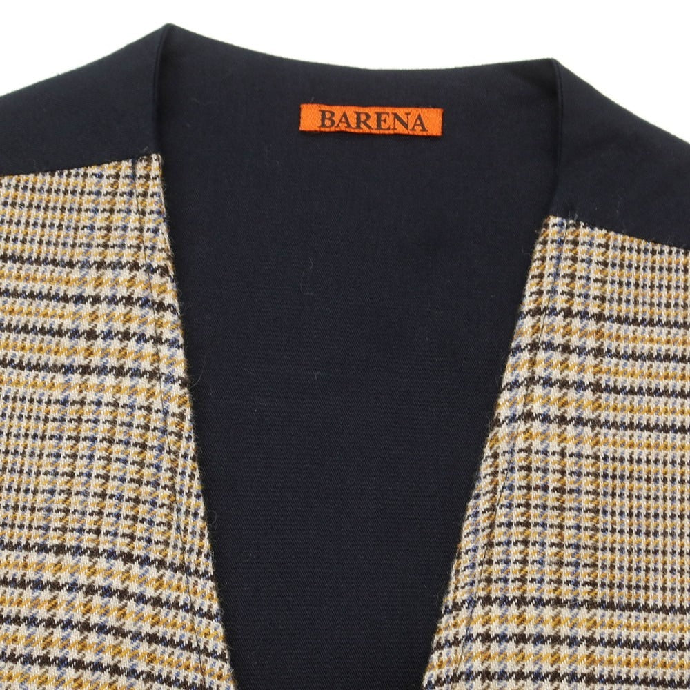 【中古】バレナ BARENA リネンウール チェック カジュアル系ジレ ベスト ベージュ系xオレンジ【サイズ44】【 状態ランクB 】【 メンズ 】 [CPD]