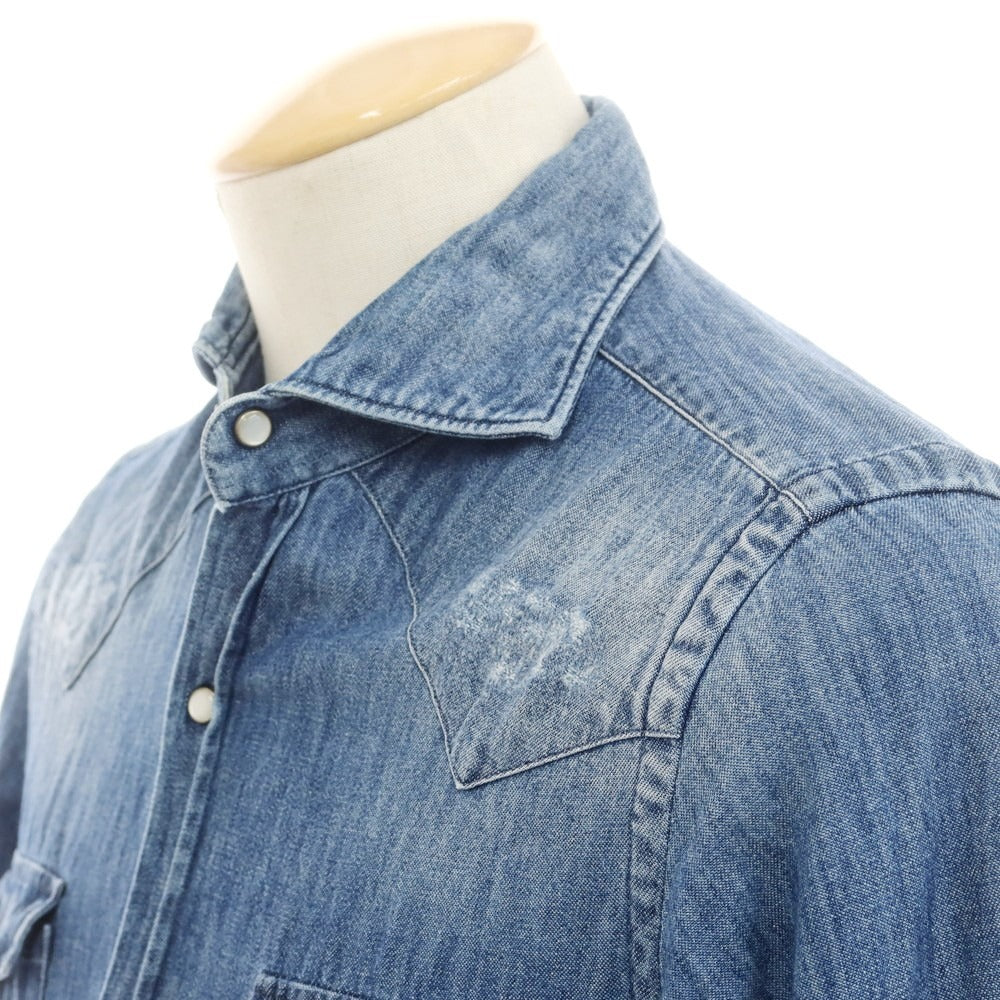 【中古】ジャンネット giannetto デニム ウエスタンシャツ ダークブルー【 36 】【 状態ランクC 】【 メンズ 】