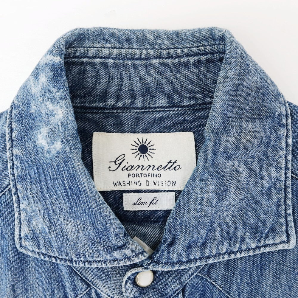 [Used] Giannetto denim western shirt, dark blue [36] [Condition: C] [Men&