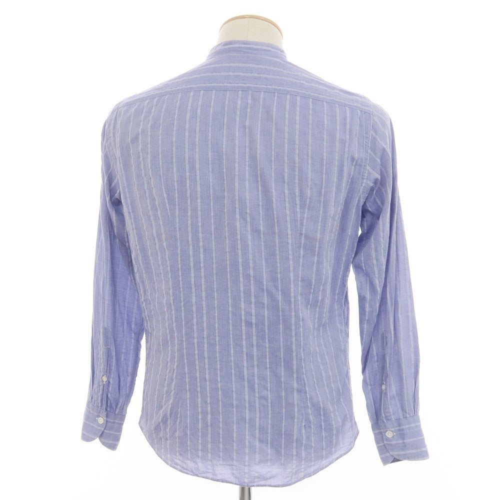 [Used] Giannetto Cotton Striped Band Collar Shirt, Smalt Blue [38] [Condition Rank C] [Men&