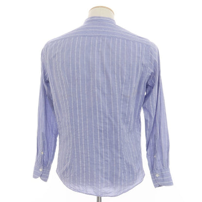 [Used] Giannetto Cotton Striped Band Collar Shirt, Smalt Blue [38] [Condition Rank C] [Men&