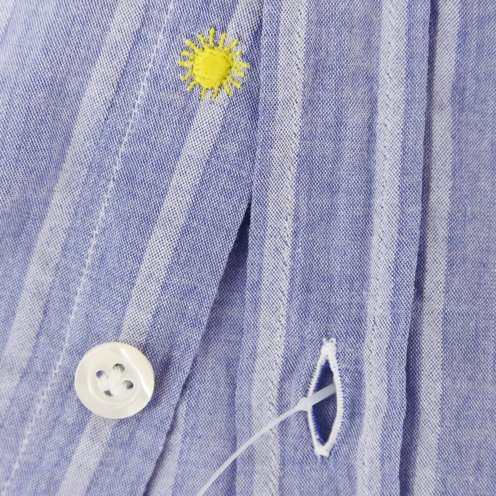 [Used] Giannetto Cotton Striped Band Collar Shirt, Smalt Blue [38] [Condition Rank C] [Men&