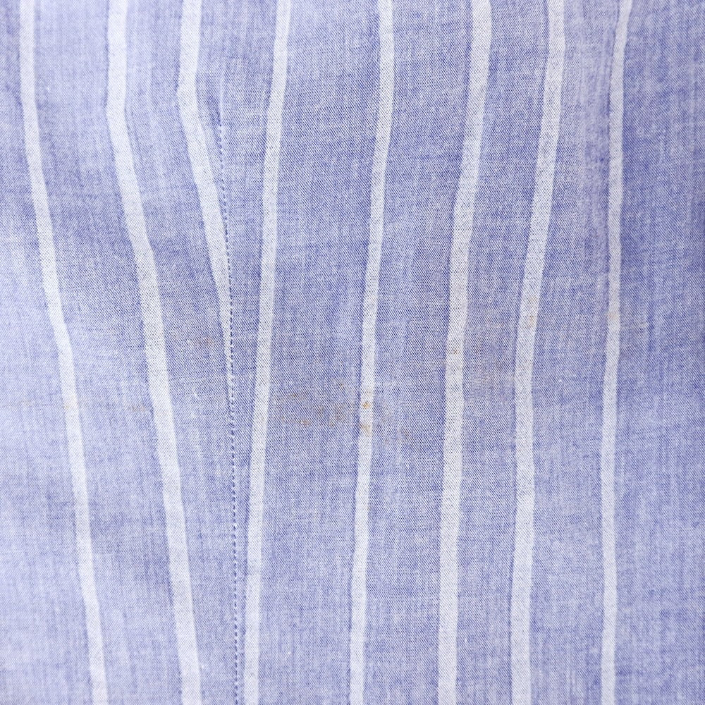 [Used] Giannetto Cotton Striped Band Collar Shirt, Smalt Blue [38] [Condition Rank C] [Men&