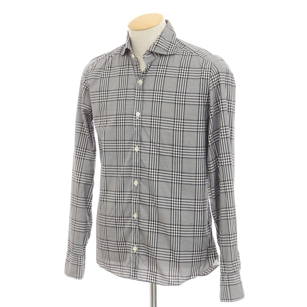 [Used] Giannetto Cotton Check Casual Shirt, Gray [XS] [Condition Rank B] [Men&