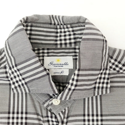 [Used] Giannetto Cotton Check Casual Shirt, Gray [XS] [Condition Rank B] [Men&