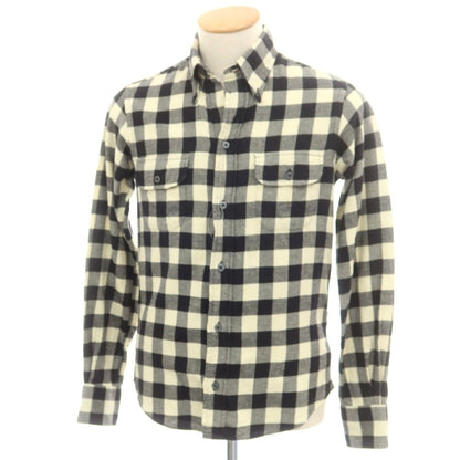 【中古】インディビジュアライズドシャツ INDIVIDUALIZED SHIRTS コットン ブロックチェック ボタンダウン カジュアルシャツ ブラックxアイボリー【 14 1/2-32 】【 状態ランクC 】【 メンズ 】