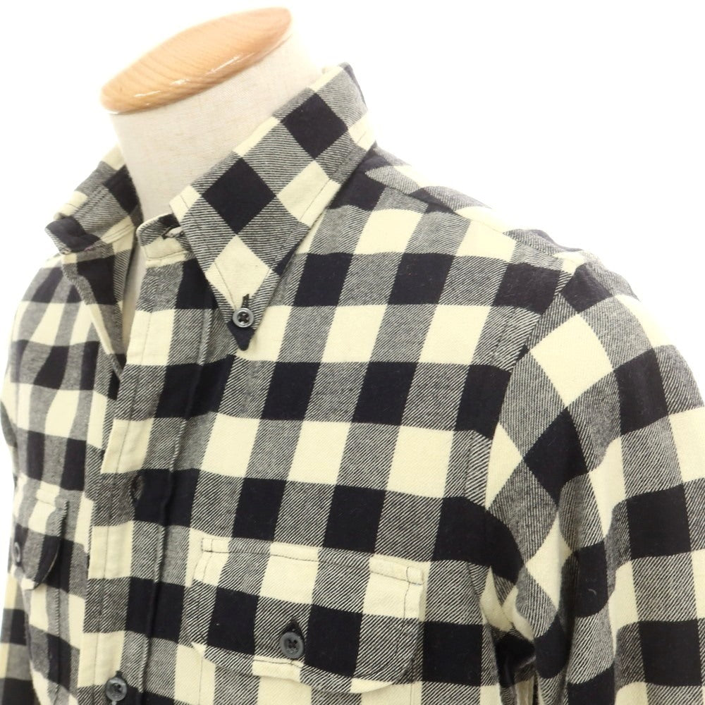 【中古】インディビジュアライズドシャツ INDIVIDUALIZED SHIRTS コットン ブロックチェック ボタンダウン カジュアルシャツ ブラックxアイボリー【 14 1/2-32 】【 状態ランクC 】【 メンズ 】