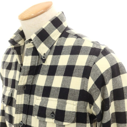 【中古】インディビジュアライズドシャツ INDIVIDUALIZED SHIRTS コットン ブロックチェック ボタンダウン カジュアルシャツ ブラックxアイボリー【 14 1/2-32 】【 状態ランクC 】【 メンズ 】