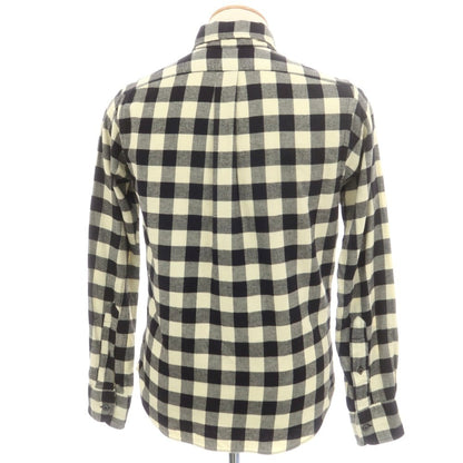 【中古】インディビジュアライズドシャツ INDIVIDUALIZED SHIRTS コットン ブロックチェック ボタンダウン カジュアルシャツ ブラックxアイボリー【 14 1/2-32 】【 状態ランクC 】【 メンズ 】