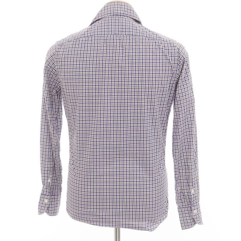 [Used] Finamore Cotton Check Casual Shirt Navy x Brown x White [36] [Condition Rank C] [Men&