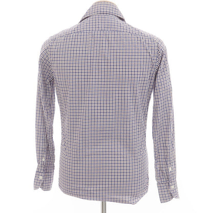 [Used] Finamore Cotton Check Casual Shirt Navy x Brown x White [36] [Condition Rank C] [Men&