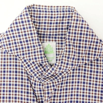 [Used] Finamore Cotton Check Casual Shirt Navy x Brown x White [36] [Condition Rank C] [Men&