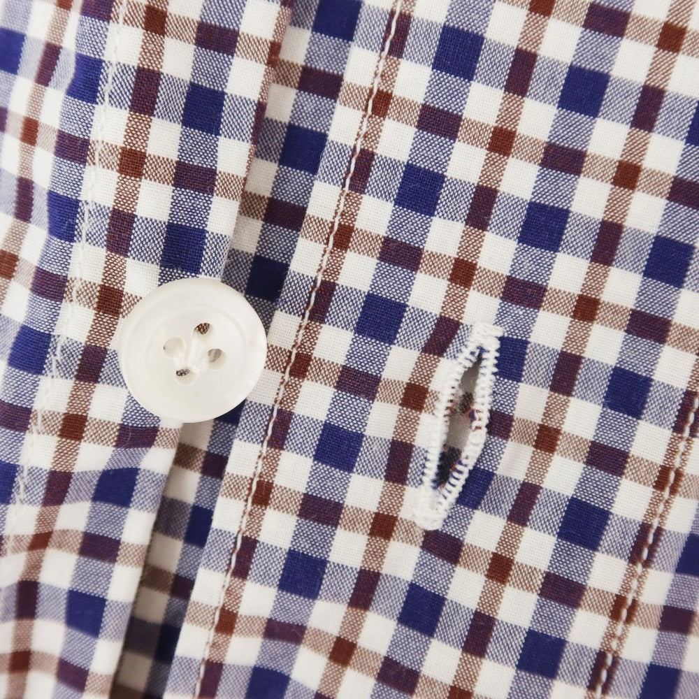 [Used] Finamore Cotton Check Casual Shirt Navy x Brown x White [36] [Condition Rank C] [Men&