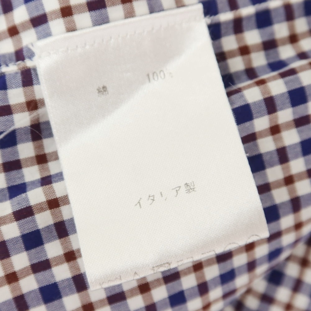 [Used] Finamore Cotton Check Casual Shirt Navy x Brown x White [36] [Condition Rank C] [Men&