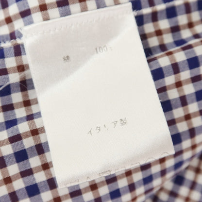 [Used] Finamore Cotton Check Casual Shirt Navy x Brown x White [36] [Condition Rank C] [Men&