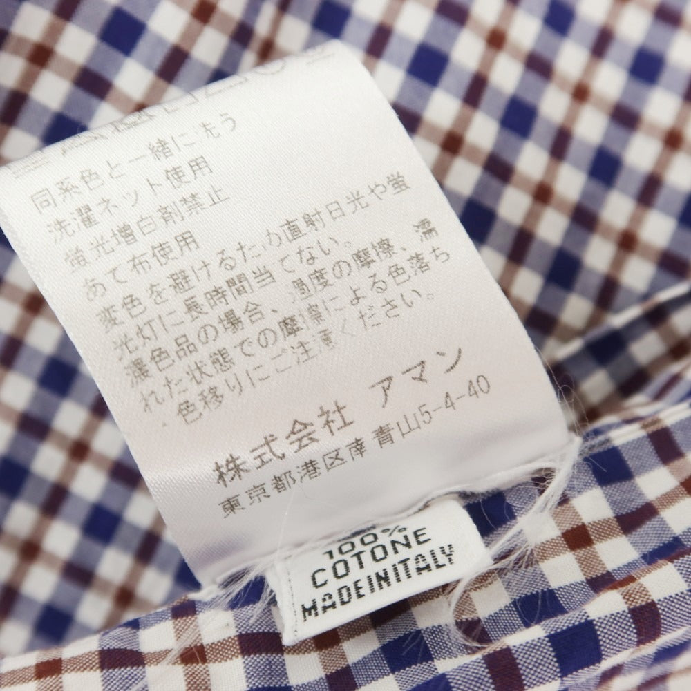 [Used] Finamore Cotton Check Casual Shirt Navy x Brown x White [36] [Condition Rank C] [Men&