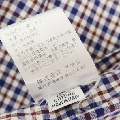 [Used] Finamore Cotton Check Casual Shirt Navy x Brown x White [36] [Condition Rank C] [Men&