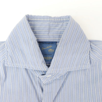 [Used] BARBA DANDY LIFE Stretch Cotton Striped Dress Shirt Blue [36] [Condition Rank C] [Men&