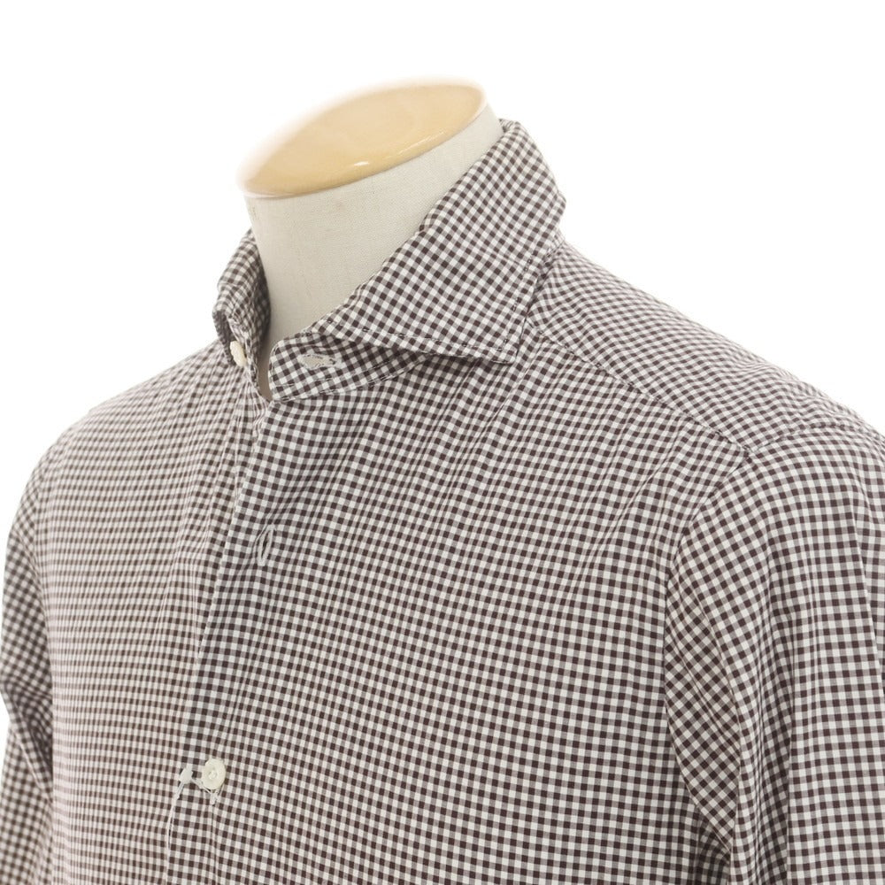 [Used] BARBA DANDY LIFE Cotton Check Casual Shirt Dark Brown x White [38] [Condition Rank C] [Men&