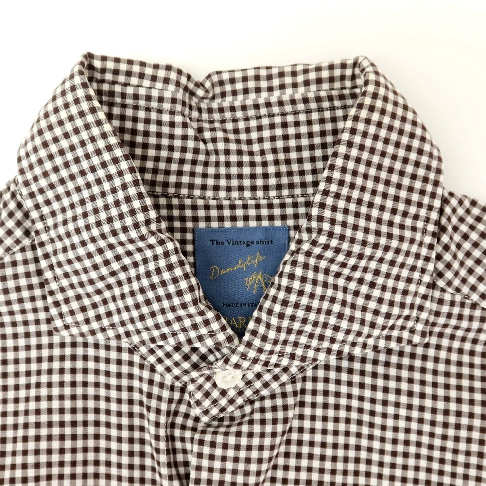 [Used] BARBA DANDY LIFE Cotton Check Casual Shirt Dark Brown x White [38] [Condition Rank C] [Men&