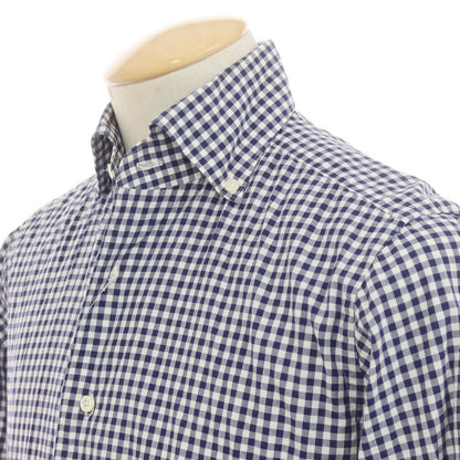 [Used] ORIAN Check Button-down Dress Shirt Navy x White [37] [Condition Rank C] [Men&