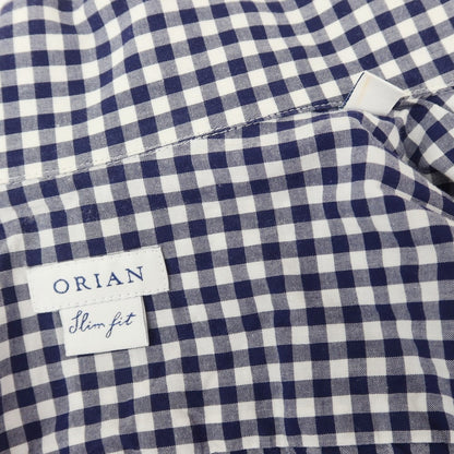 [Used] ORIAN Check Button-down Dress Shirt Navy x White [37] [Condition Rank C] [Men&
