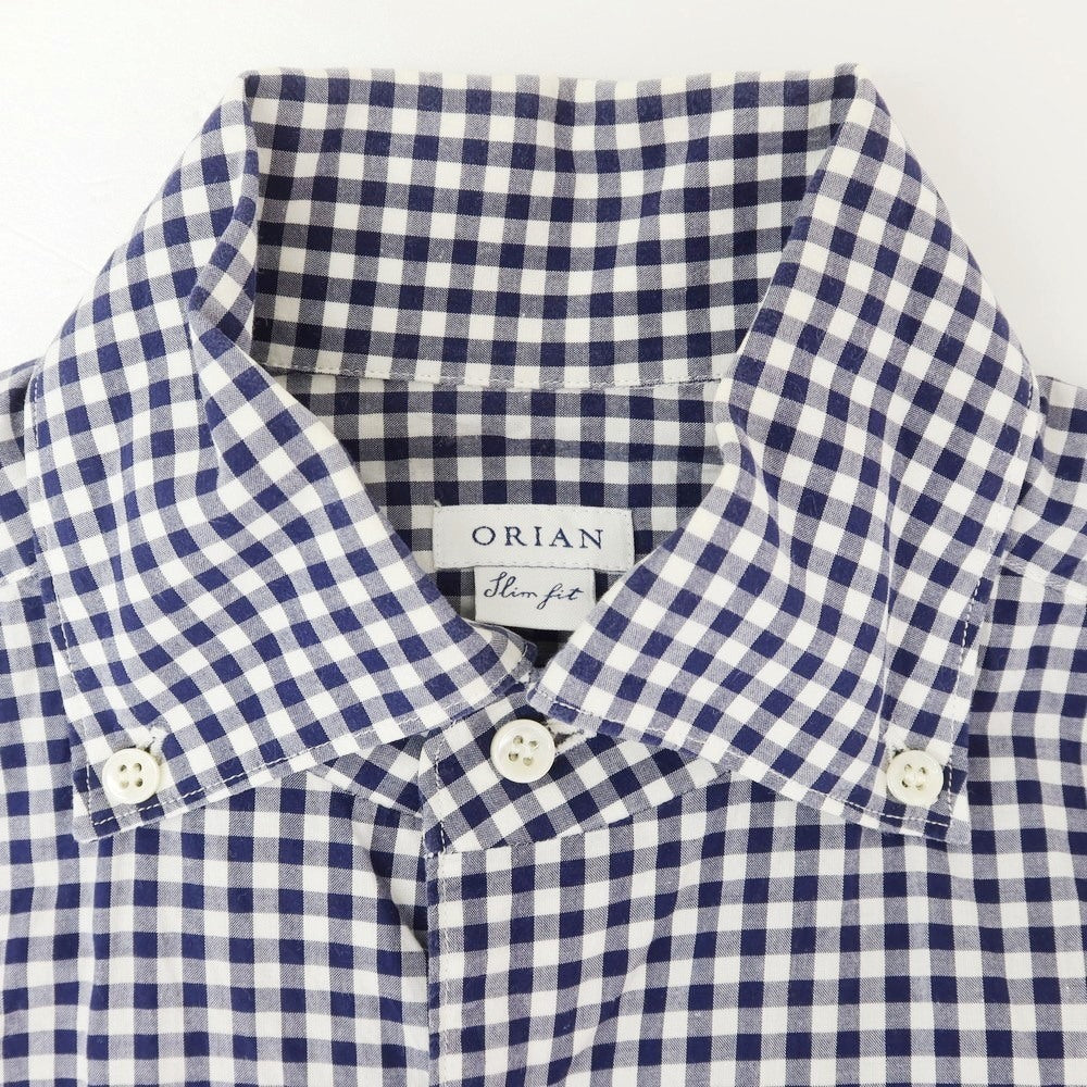 [Used] ORIAN Check Button-down Dress Shirt Navy x White [37] [Condition Rank C] [Men&